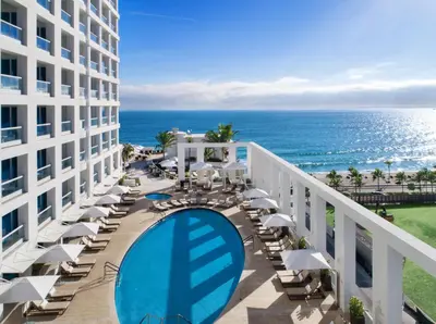 a view of the ocean from the balcony of a hotel at Luxury Suite at Fort Lauderdale in Fort Lauderdale