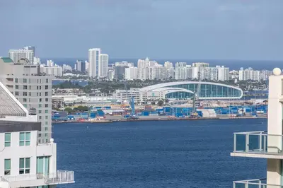 a view of a city with a large body of water at PH Luxury 1 Bed 1 Bath • Brickell • Ocean Views in Miami