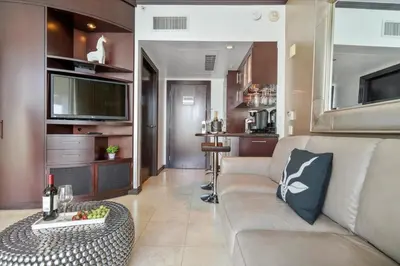 a living room with a couch and a table at Penthouse Bahia Mar South Beach on Ocean Drive Miami Beach home in Miami Beach