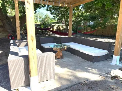 a gazebo with a bench and a table at Private Hollywood APT Near Beach Airport & Casino in Hollywood