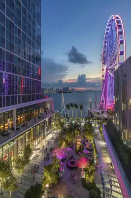 a view of a city with a ferris wheel at Trendy 2BR Little Havana Apartment in Miami