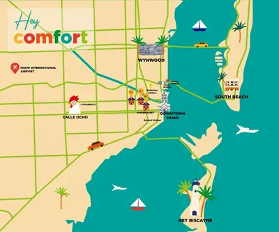 a map of the coronado resort and casino at Trendy 2BR Little Havana Apartment in Miami
