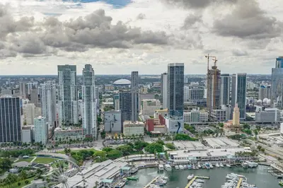 a view of a city with a bunch of tall buildings at Luxurious 2-Bed Apartment with Breathtaking Bay views!! in Miami