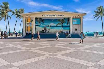 a group of people walking in front of a building at Hollywood Beach Boutique Vacation Studio LB4 in Hollywood