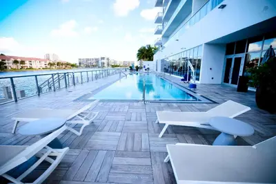 a swimming pool on the side of a building at Diamond In The Sky in Hollywood