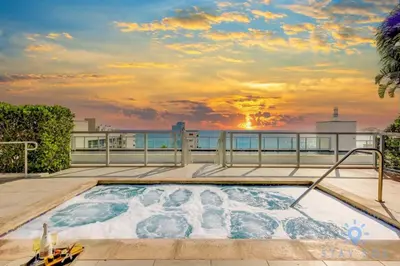 a hot tub on the roof of a building at Rooftop Pool - Ocean View Balcony - Hollywood Beach in Hollywood