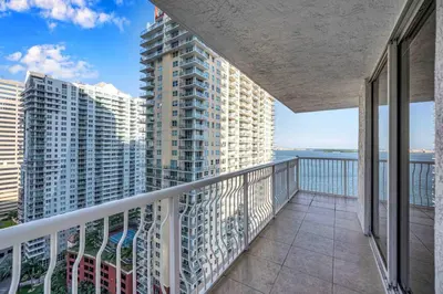 a balcony with views of the ocean and buildings at Central ocean view 3 bedrooms in Miami W Parking in Miami