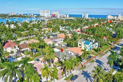 an aerial view of a city with palm trees at Walk to Hollywood Beach Luxury 4BR Villa in Hollywood