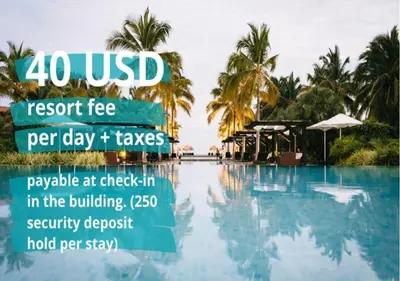 a advert for a resort fee per day transfers to a swimming pool at Beachfront Condo with Mesmerizing Views in Hollywood