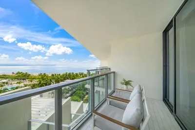 a balcony with a view of the ocean at Private Residence at South Beach - 811 in Miami Beach