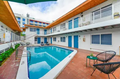 an image of a swimming pool in a building at Unit with Balcony and Parking at the beach -M45 in Hollywood