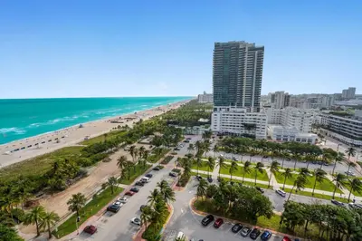 an aerial view of a beach and the ocean at OceanView Private Residence at South Beach -1614 in Miami Beach