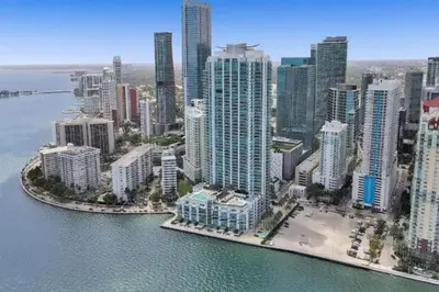 an aerial view of a city with tall buildings at Iconic Sunset Views with Pool, Hot tub, GYM, and Parking in Miami