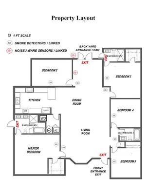 a floor plan of a house at Deluxe 5BR & 3BA Villa in Hollywood Lakes near Beach in Hollywood