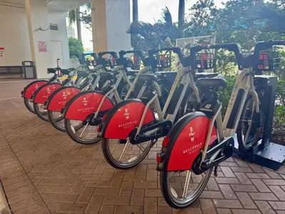 a row of bikes parked in a row at Beachwalk Resort - PENTHOUSE IN THE SKY 3BDR and 3BA LUXURY CONDO DIRECT OCEAN VIEW in Hallandale Beach
