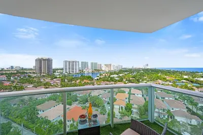 a balcony with a view of a city at Ocean Reserve 1524 in Miami Beach