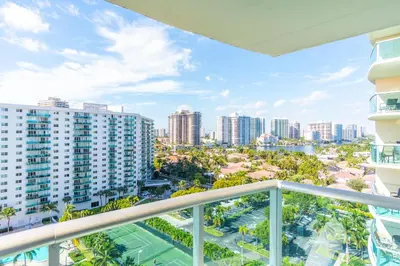 a balcony with a view of the city at Ocean Reserve 1404 in Miami Beach