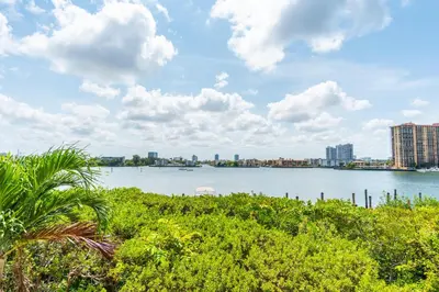 a view of a large body of water with buildings at Golden Bay 303 in Miami Beach