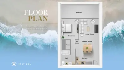 a flyer of a floor plan of a house at Infinite View Balcony Pool in Hallandale Beach