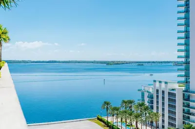 a view of the ocean from a building at Brickell, Miami Home in the Sky! in Miami