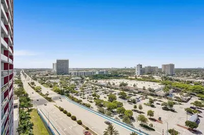 an aerial view of a city street with buildings at Luxury condo with ocean view 4Bedrooms 3Bathrooms in Hallandale Beach